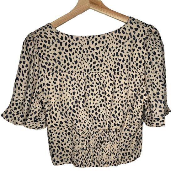 Urban Outfitters Urban Romantics animal print polka dot crop Blouse size small - Picture 2 of 8